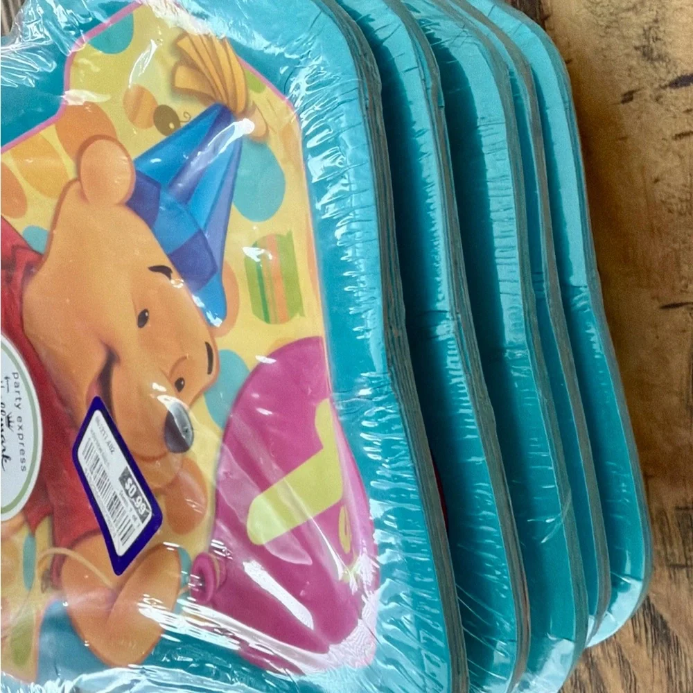 Hallmark Winnie the Pooh 1st Birthday Plates - 5 Sets of 8. 40 Plates in Total.